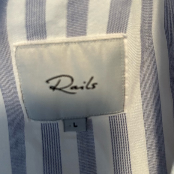 RAILS Acadia Soft Striped Sleep Shirt in White blue size L - Picture 6 of 9